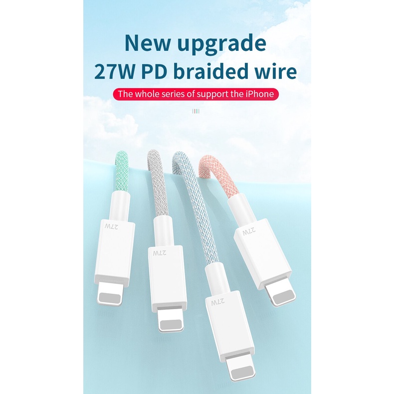 Cáp Sạc Nhanh 27W PD USB Type C Cho iPhone 14 13 Pro Max 20W 12 Mini Pro Max