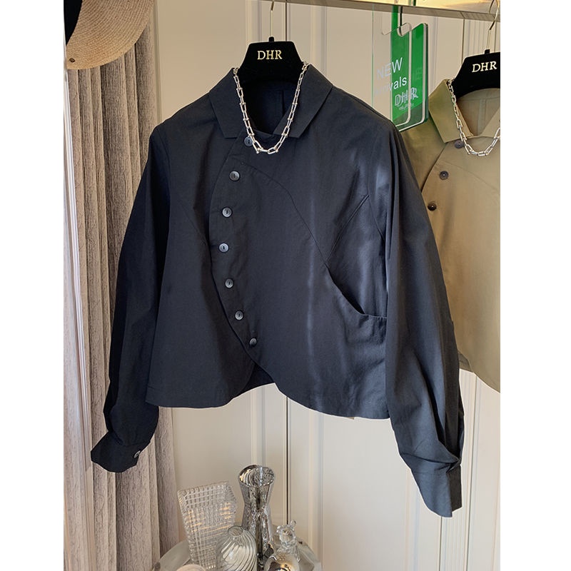 Áo Sơ Mi Cotton Tay Dài Dáng Rộng Ngắn Cài Khuy Kiểu Retro Phương Tây Thời Trang Mùa Xuân 2022