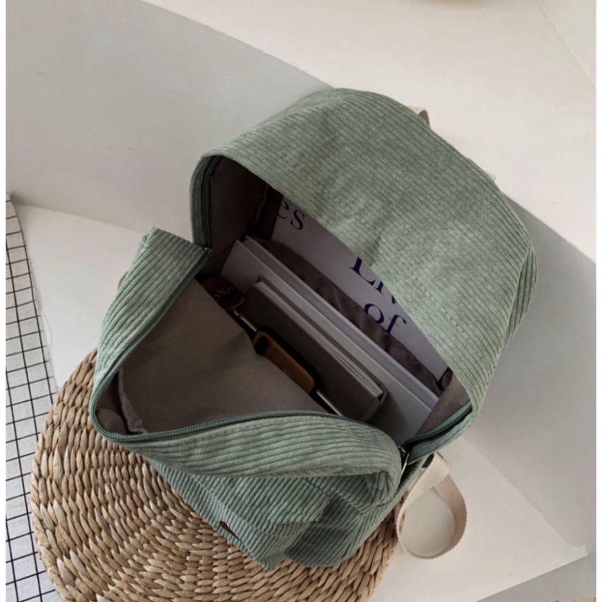 Balo nữ đi học ulzzang chất len, balo nhung tăm hàng Quảng Châu | BL001