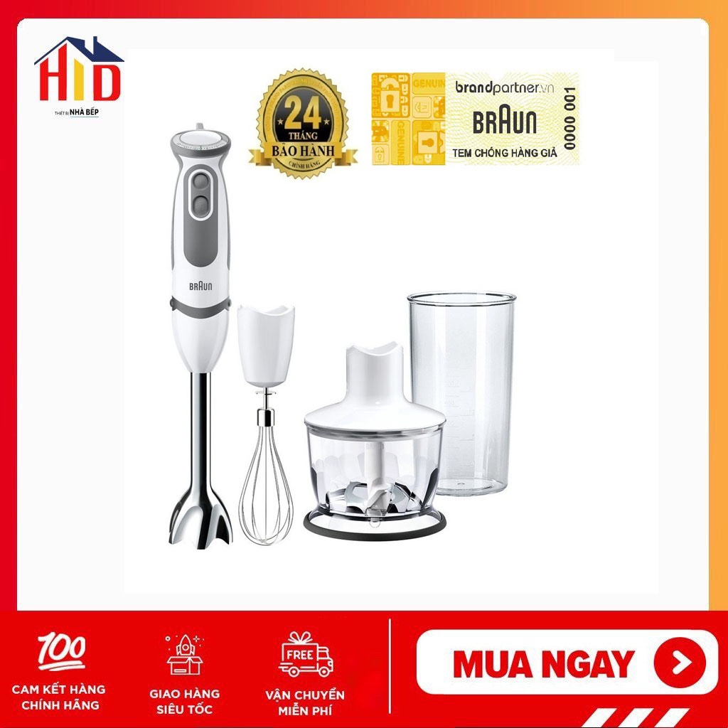 Máy xay cầm tay và sục cháo Braun MQ5235 - bảo hành chính hãng 24 tháng