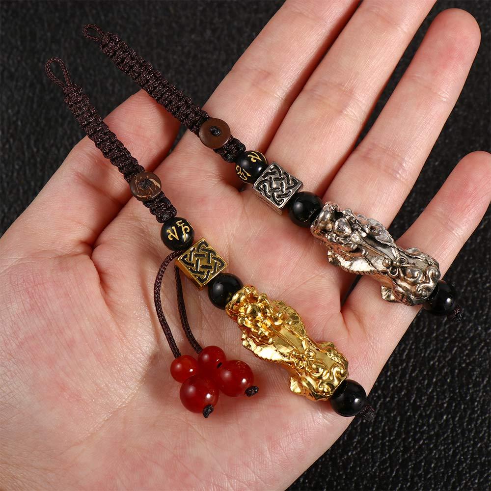 Rebuy1 Phụ Kiện Mặt Dây Chuyền Hình Pixiu May Mắn DIY Thời Trang Unisex Gắn Điện Thoại / Móc Khóa