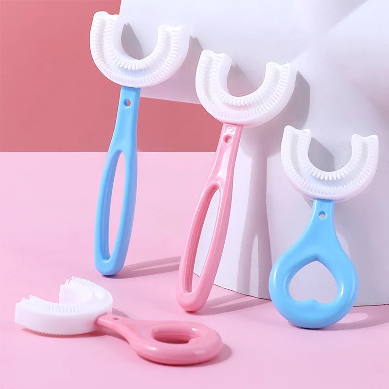 BÀN CHẢI ĐÁNH RĂNG 360 độ cho be từ 2-12t, bàn chải đánh răng silicol chữ U mới nhất