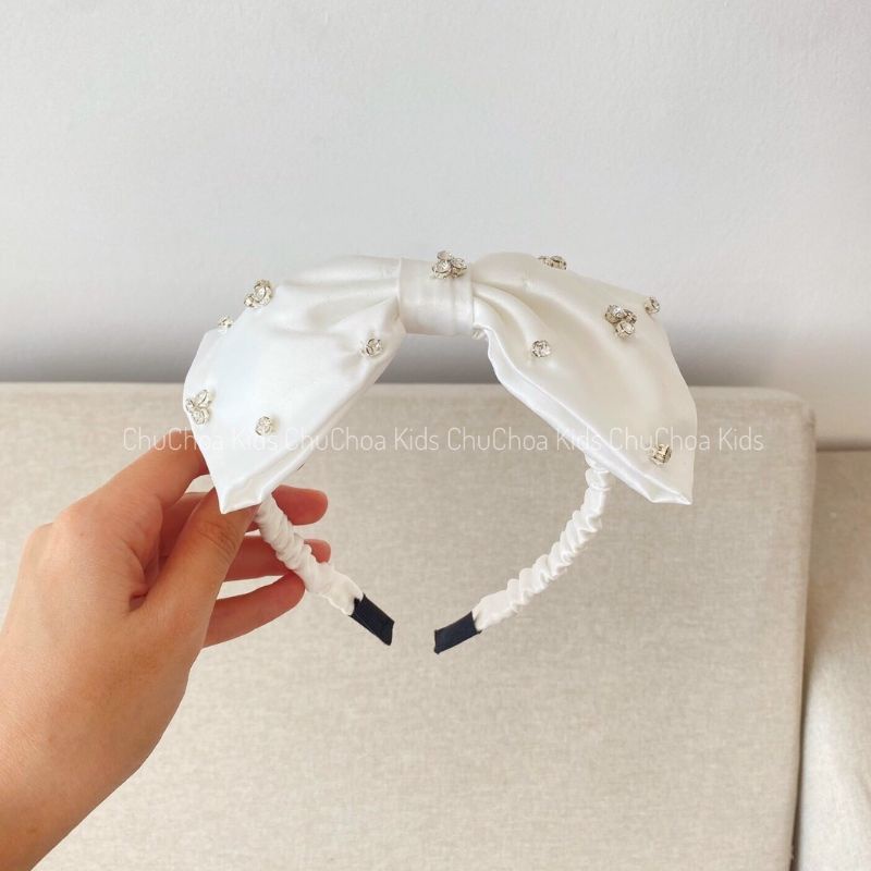 Bờm tafta đính đá cho bé phong cách Hàn Quốc