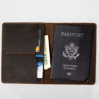 Ví da đựng hộ chiếu passport WEMODA chất liệu da bò sáp handmade bảo hành 24 tháng có khắc tên