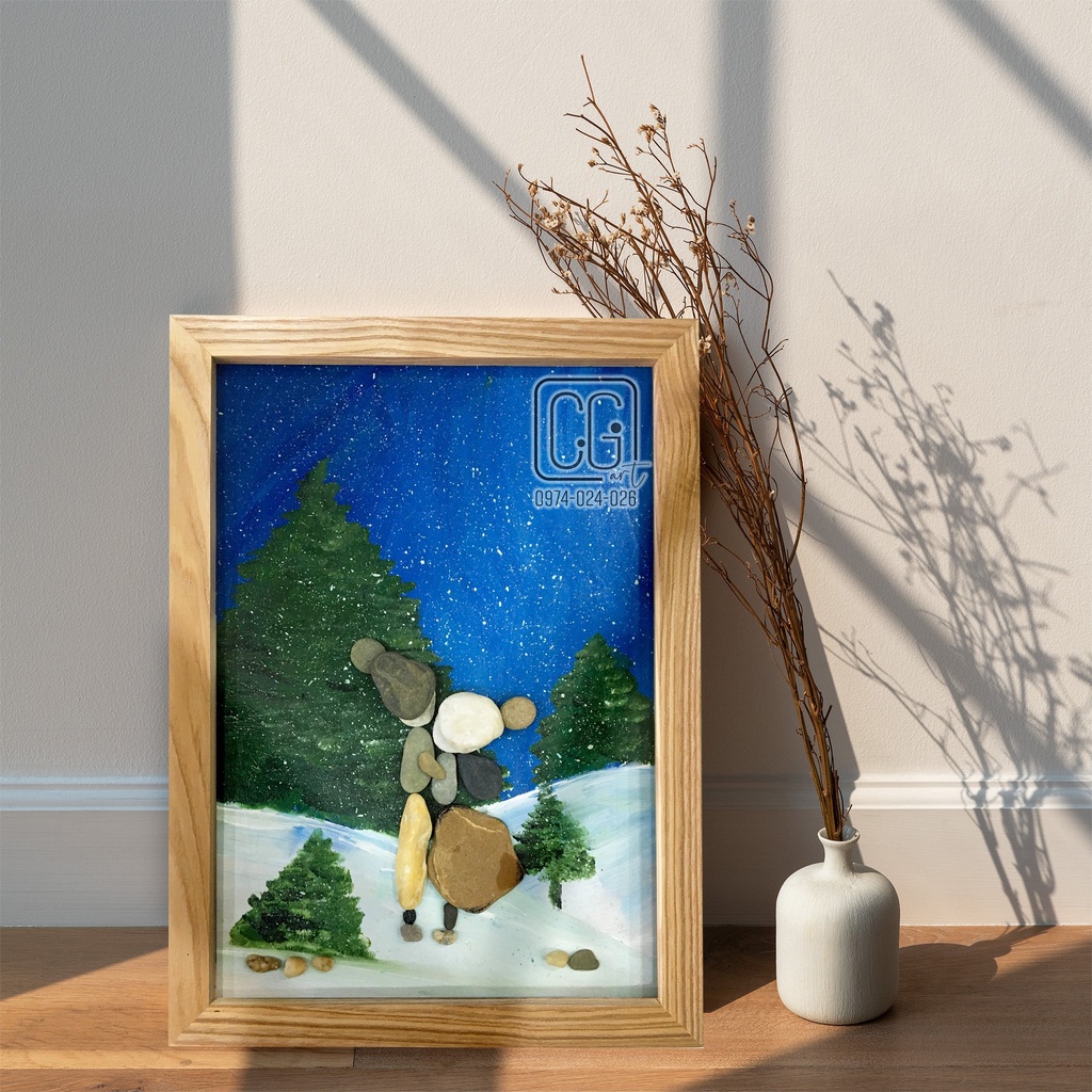 Tranh treo tường trang trí CHIGI ART handmade quà tặng ý nghĩa từ sỏi