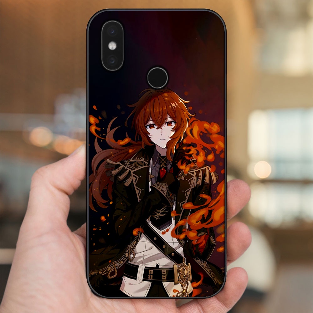 Ốp lưng Xiaomi Mi 8, Mi 8 SE viền đen in hình Diluc Genshin Impact
