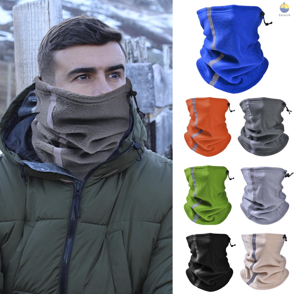 Adjustable Fleece Neck Gaiter Warmer Reflective Safety Face Cover Winter Warm Outdoor Sport Scarf for Men and Women Skiing Cycling Running