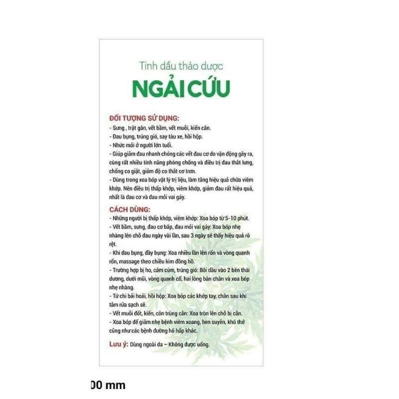TINH DẦU NGẢI CỨU DẠ THẢO LIÊN- XOA BÓP GIẢM ĐAU