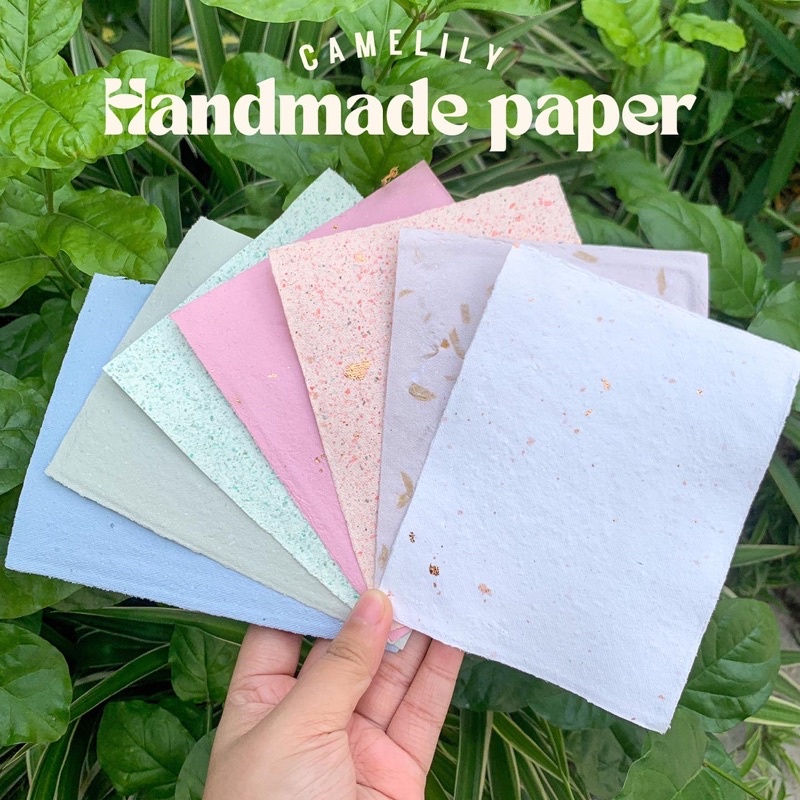 Set 2 tờ giấy tái chế nhiều màu trang trí journal,làm sổ,… (size 14x11cm)