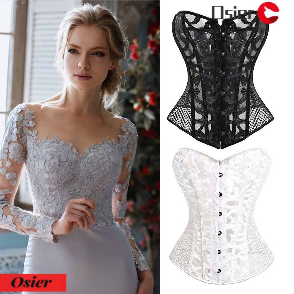 Osier1 Áo Nịt Ngực Corset Phối Ren Màu Đen Quyến Rũ