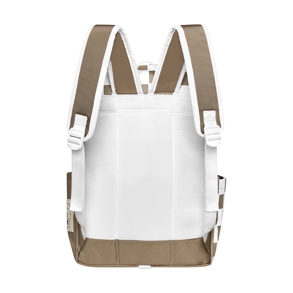 Balo đi học Banawa nam nữ sọc caro unisex có ngăn đựng laptop - Statement Backpack - Màu Kem