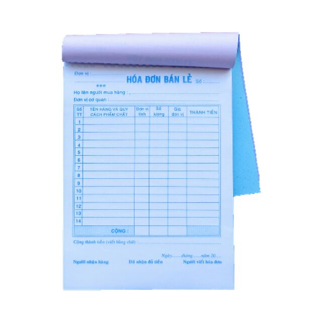 Combo 10 cuốn hoá đơn bán lẻ 2 liên