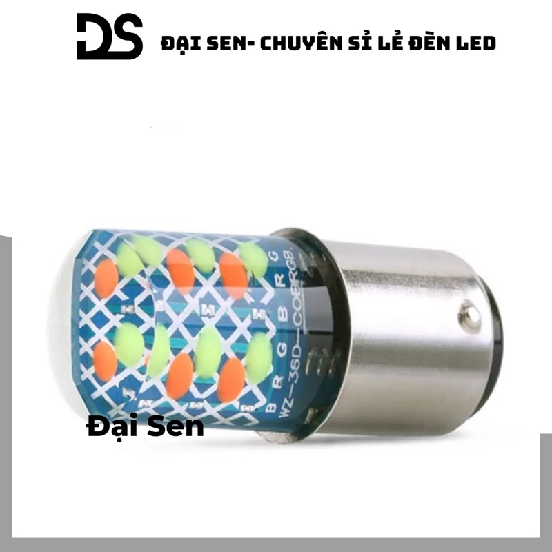 Đèn Led hậu nháy 7 màu phủ silicon chớp F1 20W chân kép 36 tim Led siêu sáng