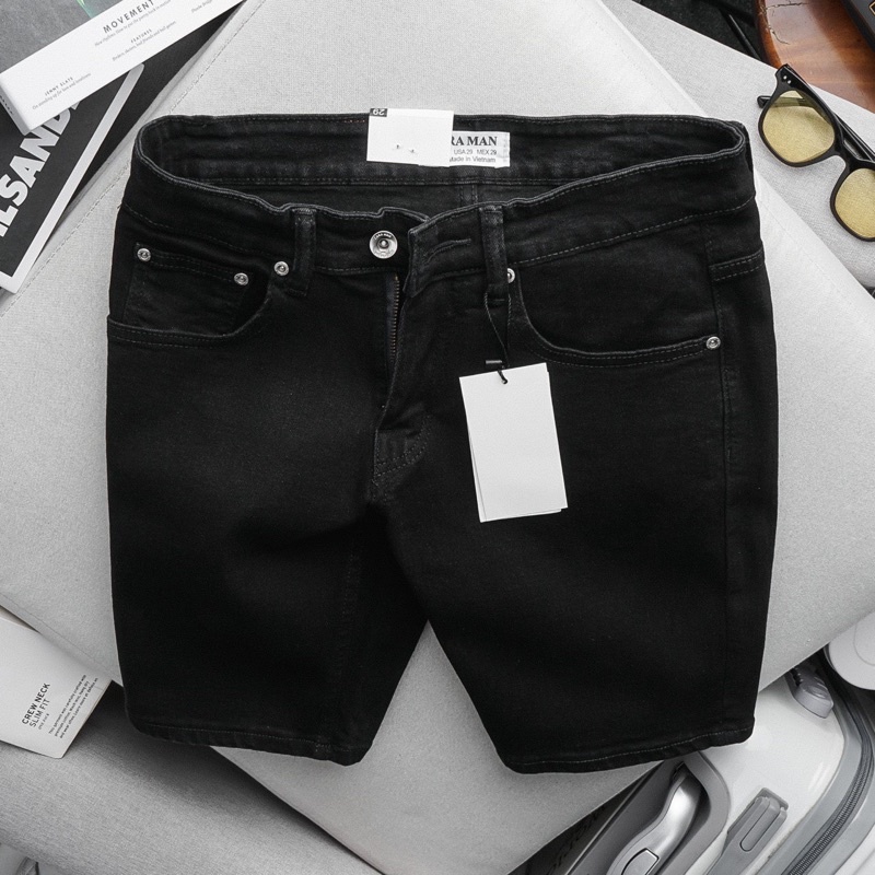 Quần Short Jean Nam cao cấp màu xám wash vải co giãn xịn đẹp