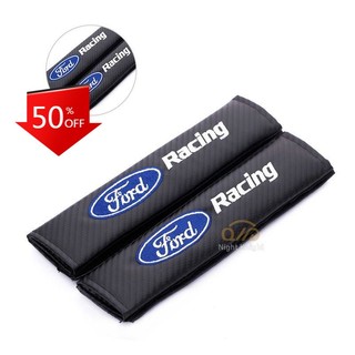 Set 2 miếng đệm bọc dây đai an toàn bằng sợi Carbon chất lượng cao cho xe hơi FORD RANGER EVEREST FOCUS FIESTA Ecpsport