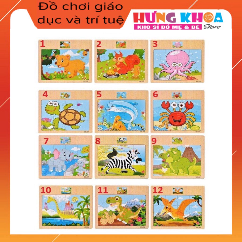 Đồ chơi tranh ghép hình 12 mảnh giúp phát triển trí tuệ cho bé 2 3 4 tuổi, đồ chơi xếp hình cho trẻ em
