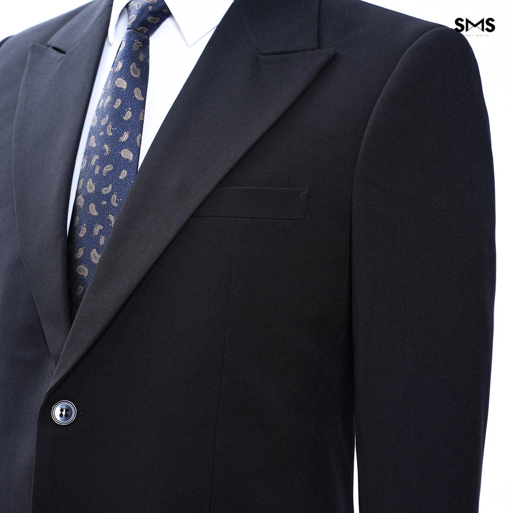 Bộ vest nam đen 1 khuy 2 túi , form ôm Smart Suits