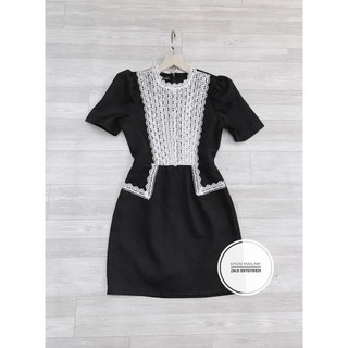⚡BÁN SỈ⚡Đầm nhung đen phối ren trắng