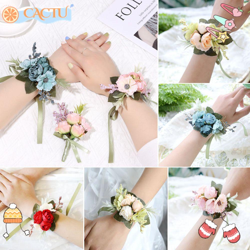 Vòng Hoa Đeo Tay Trang Trí Hoa Đính Ngọc Trai Giả Dành Cho Cô Dâu