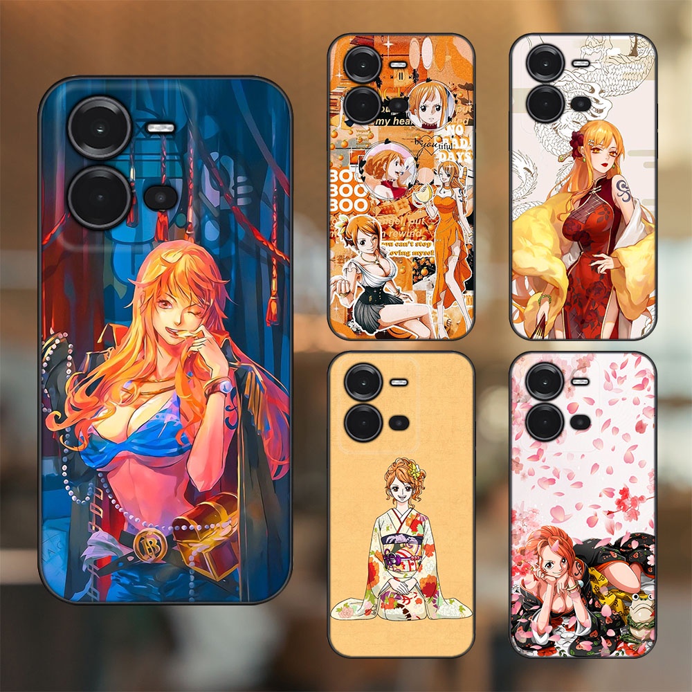 Ốp lưng Vivo V25 5G viền đen in hình Nami One Piece Đảo Hải Tặc