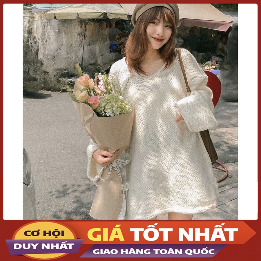 Áo Len Dáng Dài Dấu Quần Cổ V Phong Cách Hàn Quốc M909-1 - Violet