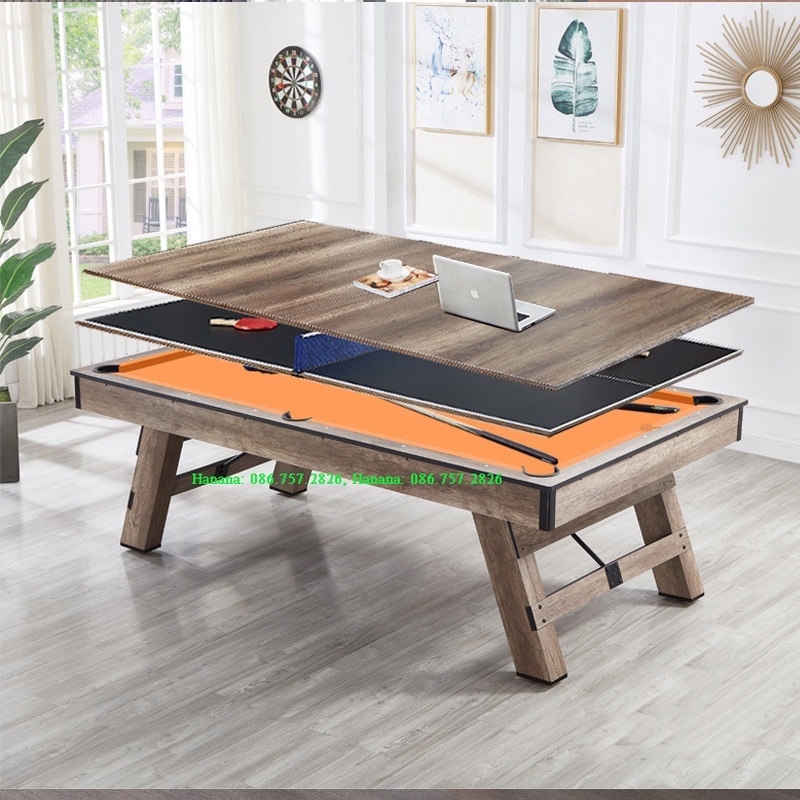 Bàn Bida 3 trong 1 Oxford Eu 33 Bóng Họp, Ăn, Bida Kiểu Mỹ, Bàn Bida Đa Năng Chuẩn CLB, Bi A Đa Năng Hanana
