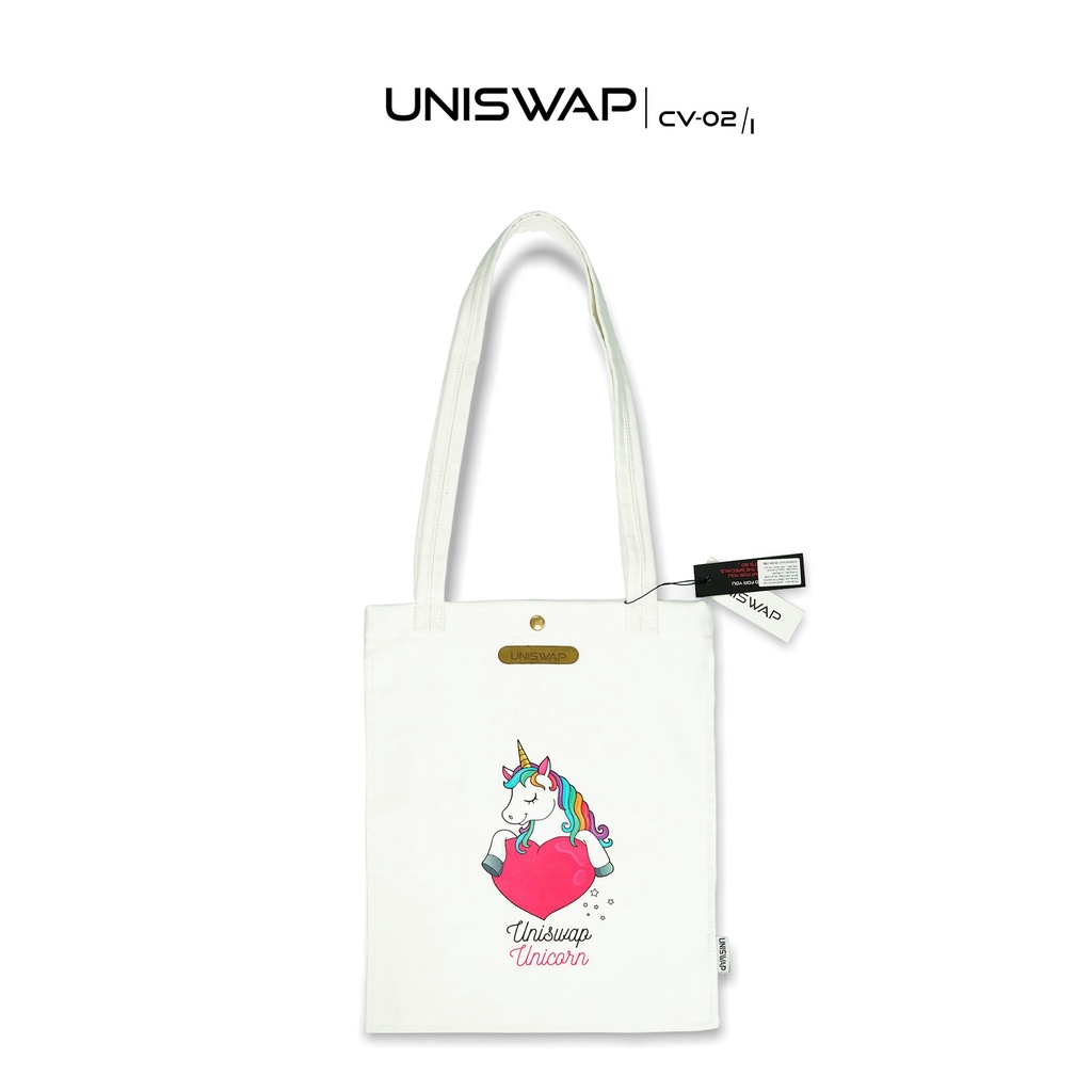 Túi đeo vai cỡ trung đựng vừa sách vở đồ dùng đi học, đi chơi thoải mái vải canvas UNISWAP CV-02/I