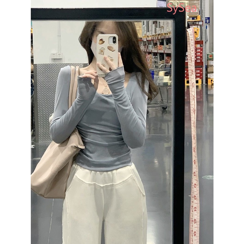 Áo Kiểu Cổ Vuông Thời Trang Mùa Thu Hàn Quốc Cho Nữ