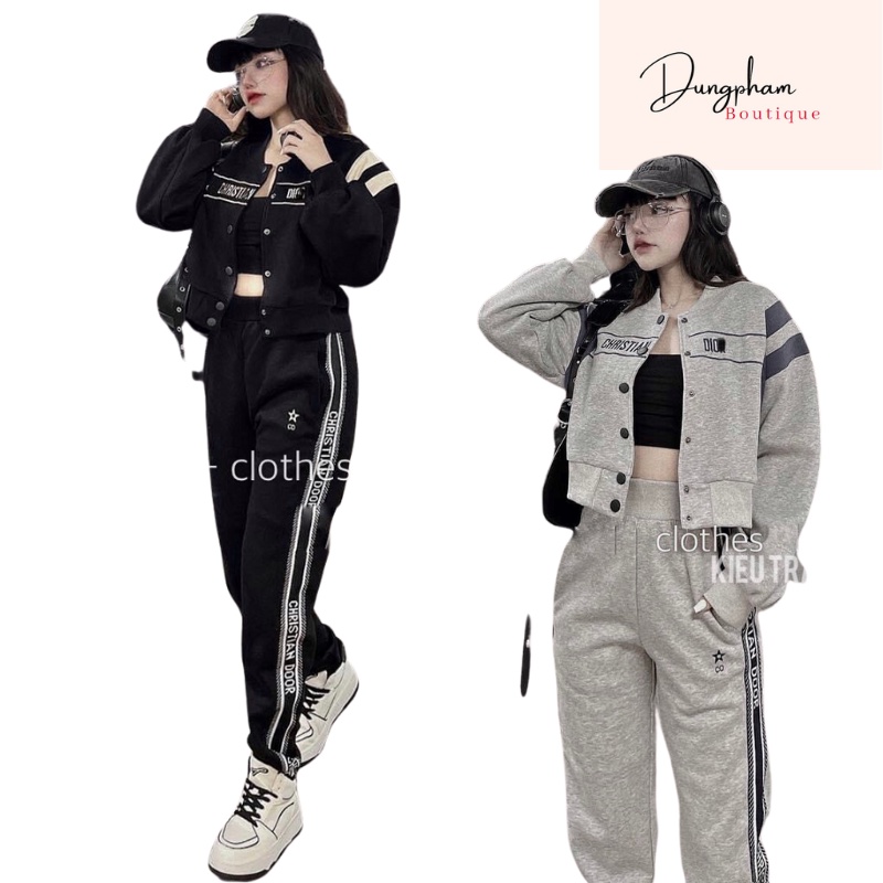 Sét/bộ nỉ tàu Dr phối màu - Dungpham Boutique
