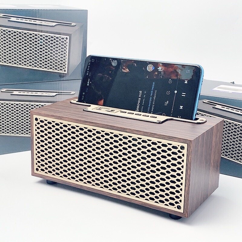 Loa Gỗ mini KACOCON Mã MX5H Không Dây Trang Trí Nghe Nhạc Âm Bass Cực Hay Pin Trâu