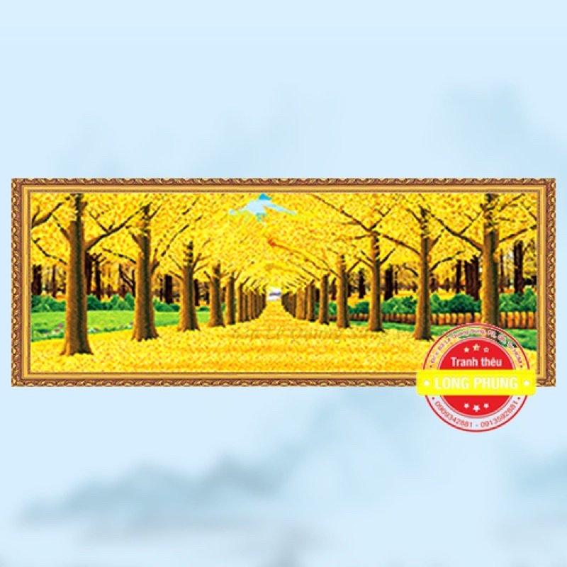 Tranh đính đá HOÀNG KIM MÃN ĐỊA (RỪNG CÂY LÁ VÀNG) (BẢN CỔ ĐIỂN) 189*75 DF-2072