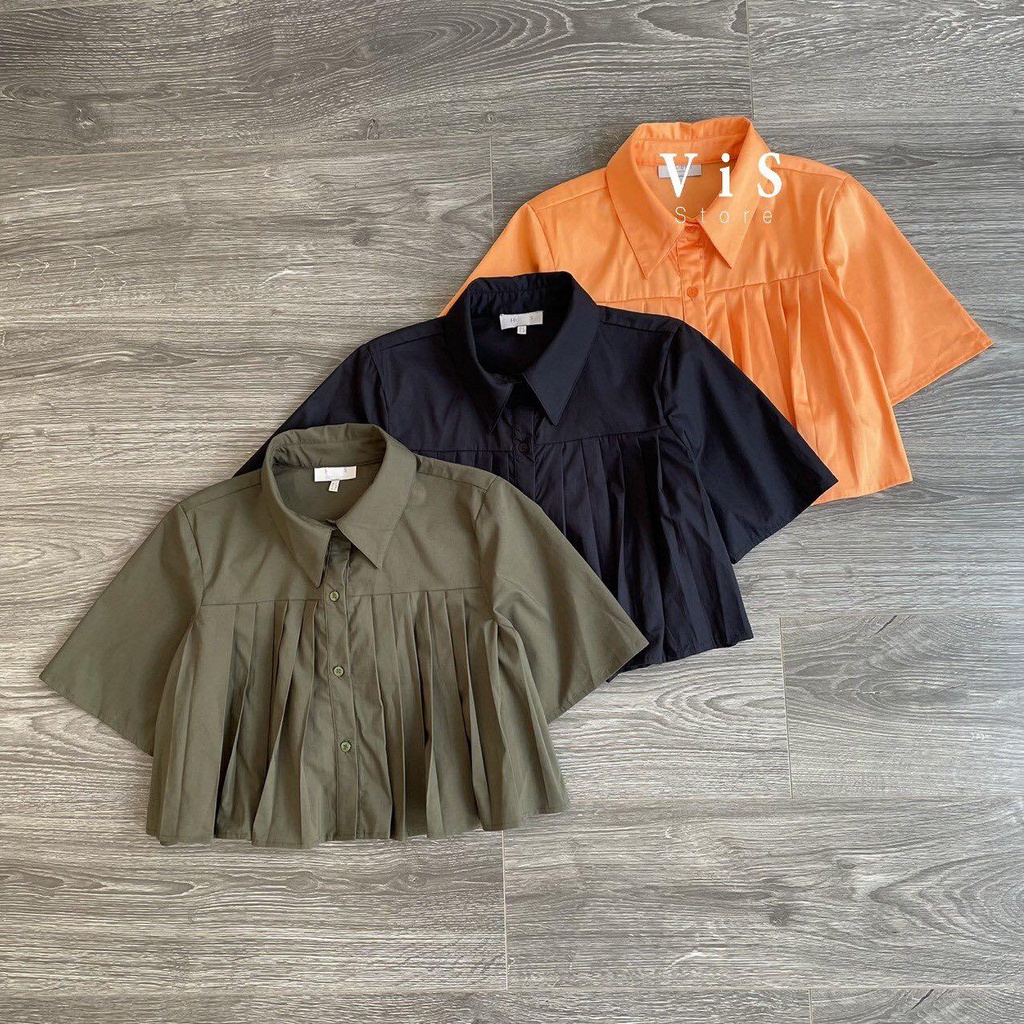 áo croptop sơ mi nữ form rộng