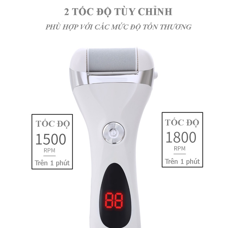 Cây Chà Gót Chân Tẩy Da Chết Thế Hệ Mới Nhất Tặng 3 Đầu Mài Máy Chà Gót Chân Chống Nước, Sạc USB