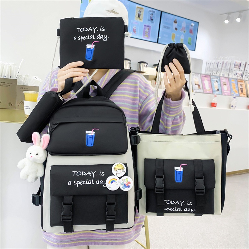 Balo 4 món balo combo đi học - sinh viên laptop cặp 4 chi tiết tiện lợi hot hít- Balo set 4 món Ly