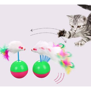 Bóng chuột lật đật cho mèo cưng - Đồ chơi bóng chuột lông vũ cho thú cưng