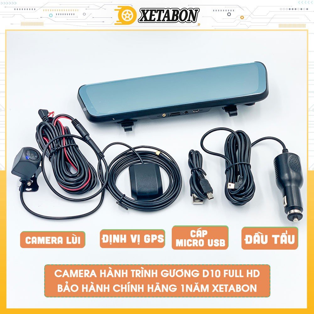 Camera hành trình ô tô D10 XETABON Full HD, cảm ứng trước sau - Tích Hợp Đầy Đủ Tính Năng Như Điện Thoại Thông Minh