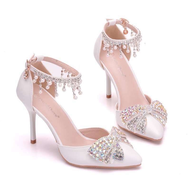 GIÀY CƯỚI THIẾT KẾ CAO CẤP NƠ ĐÁ( hàng thiết kế thủ công nên khách chắc lấy mới đặt giúp shop) PRR