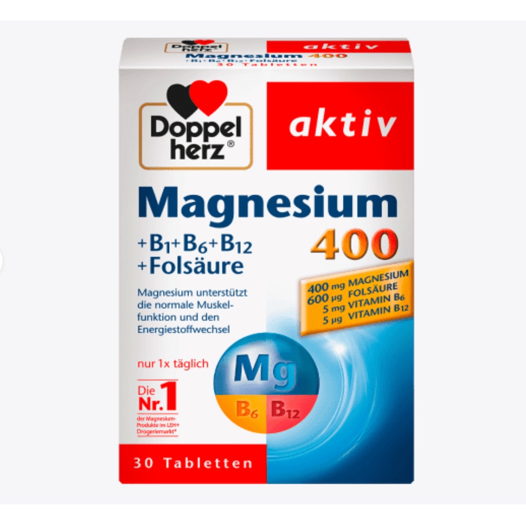 Hàng Đức Magnesium 400 B1 B6 B12 hộp 30 viên- Hàng chuẩn