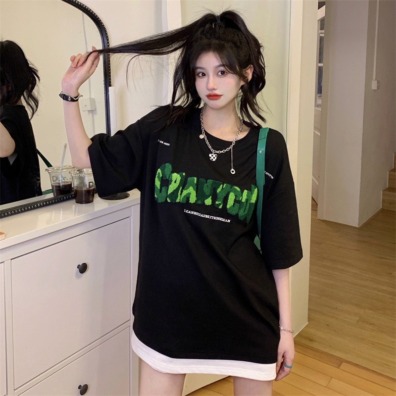NRVP Áo Thun Unisex Mùa Hè Dáng Suông Tay Cộc Phong Cách Hàn Quốc Cho Nam Nữ