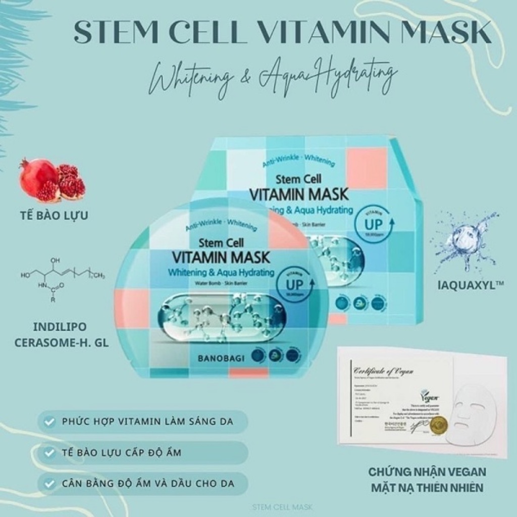 Mặt Nạ Dưỡng Ẩm Trắng Da BANOBAGI Stem Cell Vitamin Mask 30ml