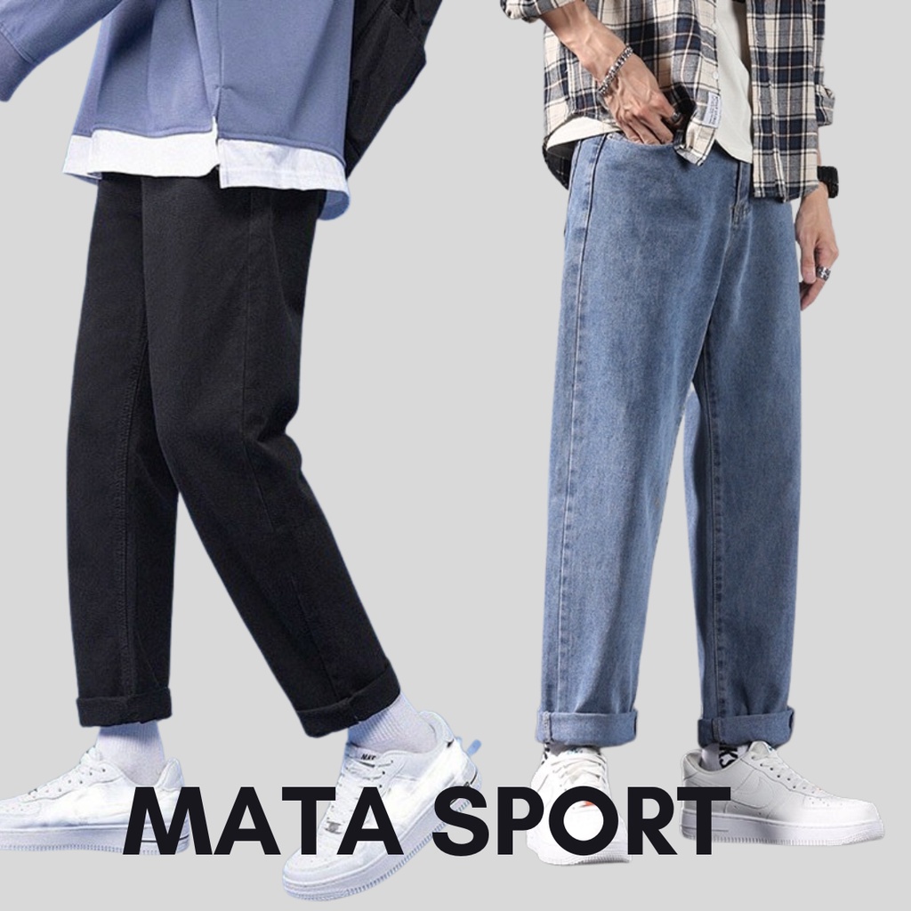 Quần jean nam baggy - quần baggy nam chất jean cotton hiện tại form đẹp ống suông Mata Sport