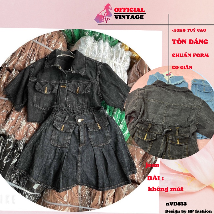 Set đồ nữ áo jean croptop kèm chân váy kiểu hàn quốc tôn dáng VD513