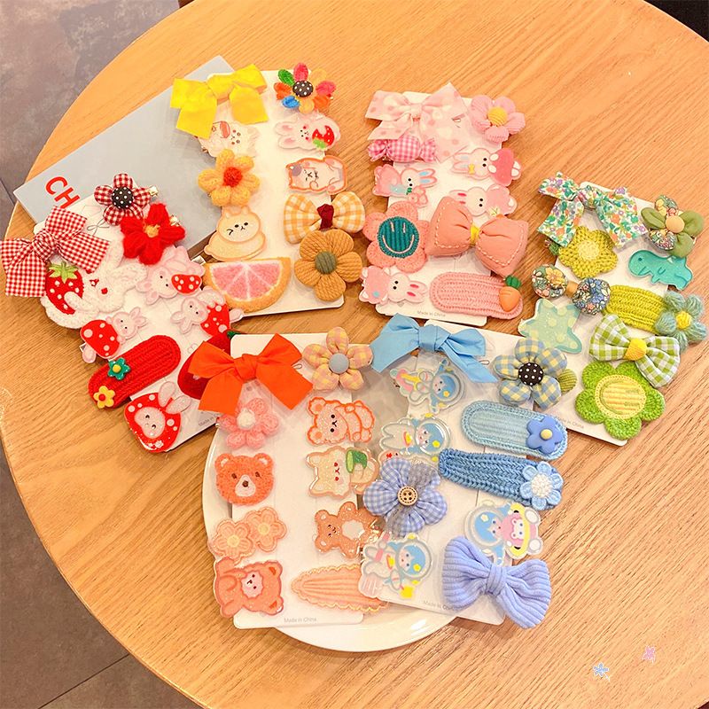 Set 5 KẸP TÓC NƠ 3D hoạ tiết dễ thương, xinh xắn cho bé - Mix màu