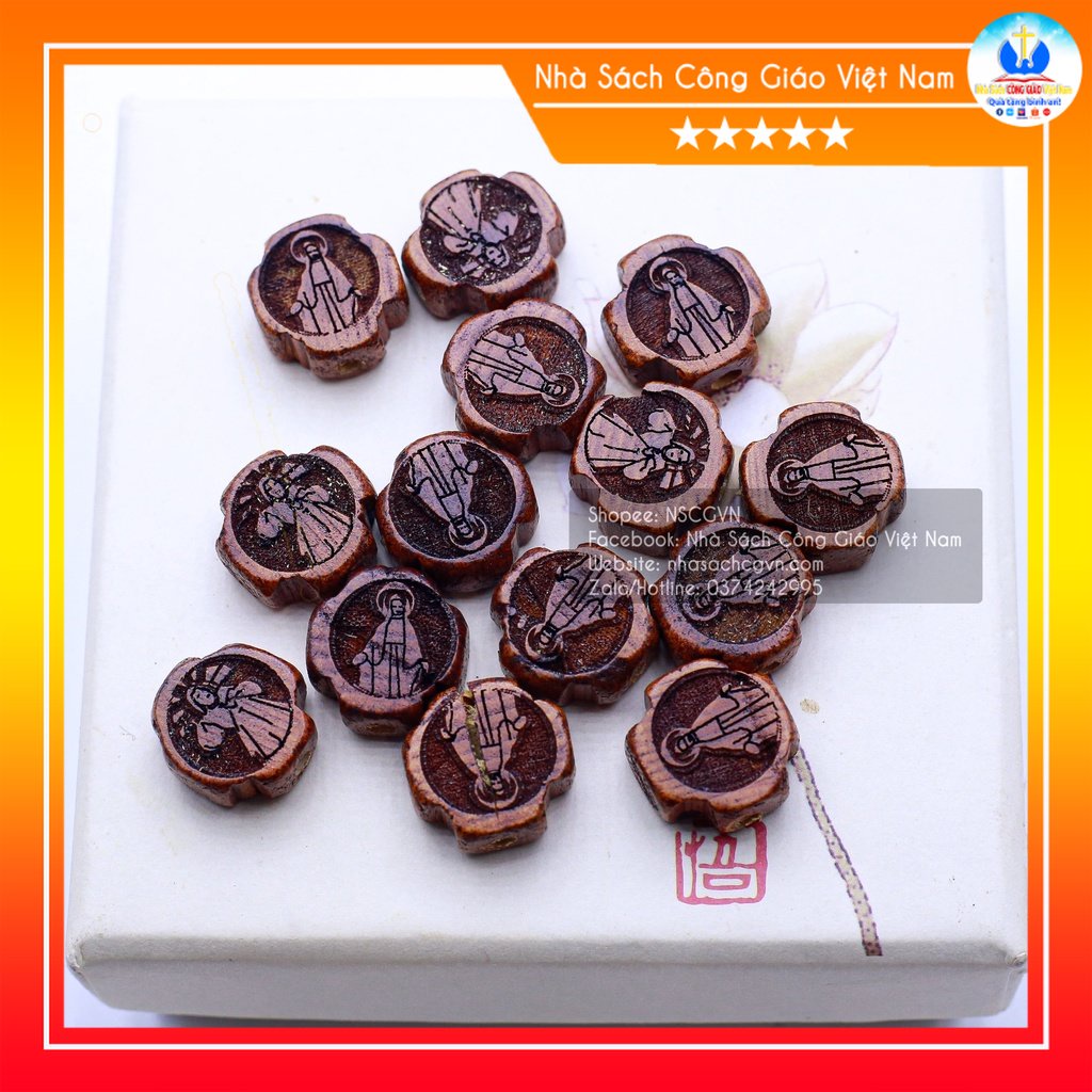 Mặt khắc Thánh Giá Laze xỏ chuỗi xâu Vòng Mân Côi NS50 Quà tặng Công Giáo, GIÁNG SINH, Lễ quan thầy, sinh nhật