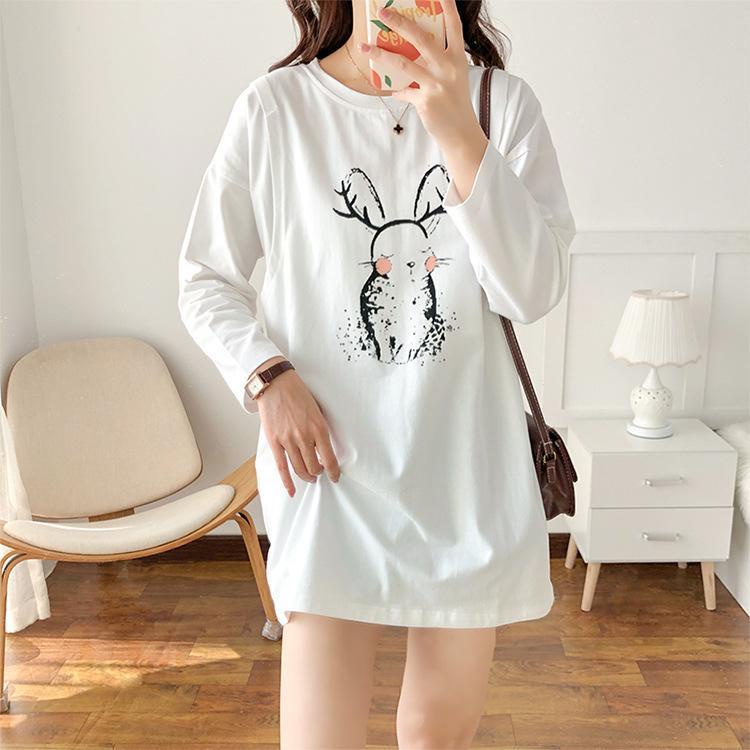 Áo Thun Tay Dài Dáng Rộng Thời Trang Xuân Thu Cho Mẹ Bầu