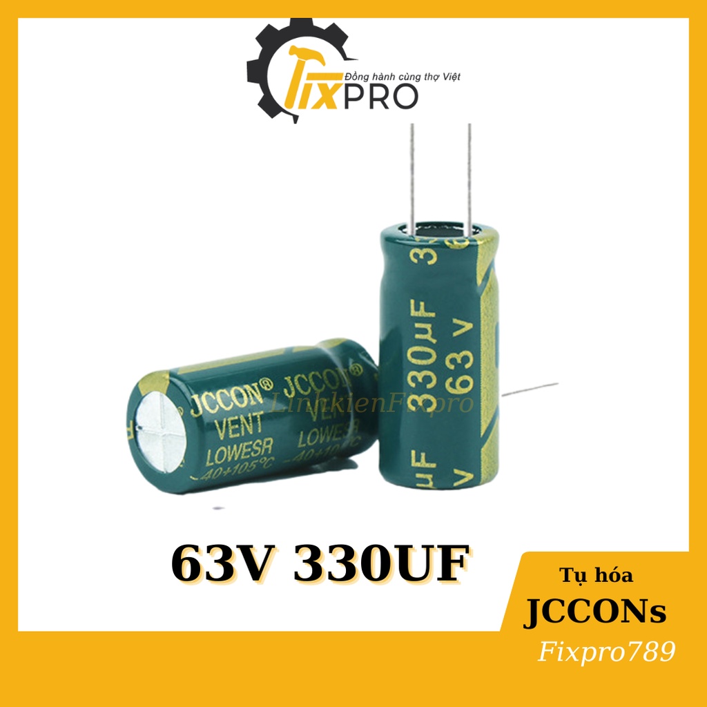 Tụ hóa 63V 330uF chính hãng JCCONs tần số cao màu xanh xịn