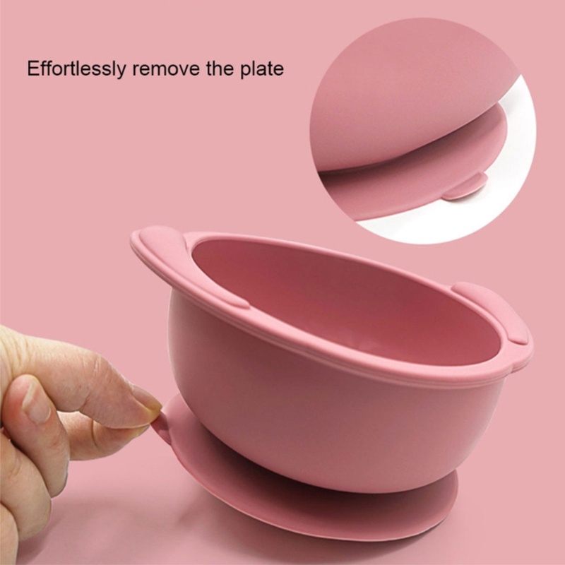 Bát Ăn Bằng Silicone Không BPA Màu Trơn Có Giác Hút Cho Trẻ Sơ Sinh