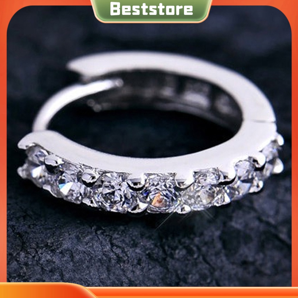 Khuyên tai mạ bạc đính đá pha lê trắng thời trang thanh lịch dành cho nữ