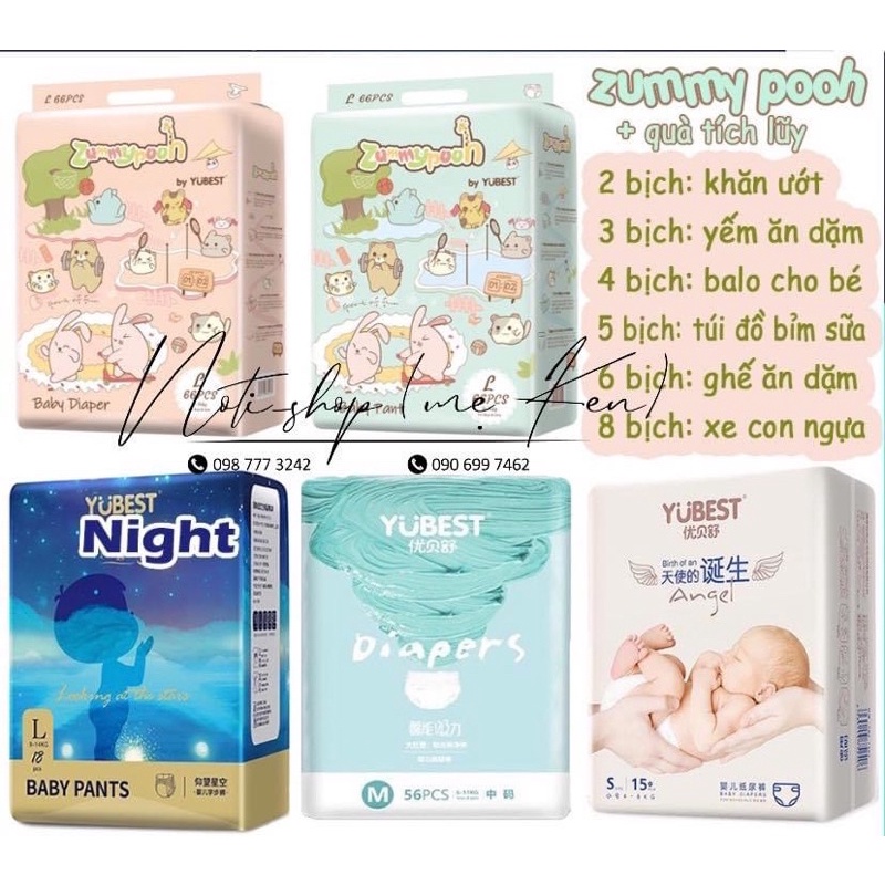 [HCM] Bỉm YUBEST Night / Gold / Angel / Natural nội địa Trung Siêu thấm quần / dán đủ size S132/M108/L96/XL84/XXL72
