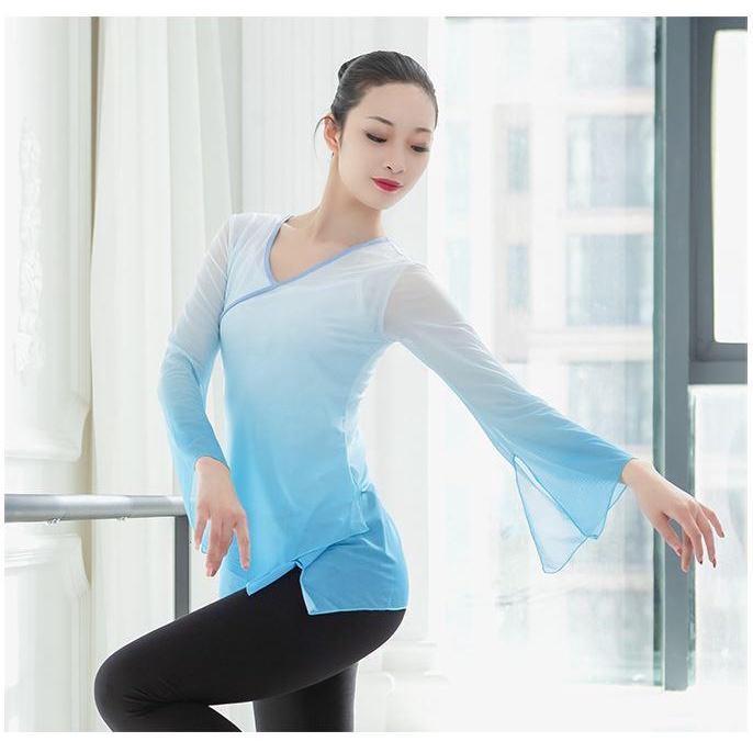 ⚡CÓ SẴN⚡ Áo tập múa cổ trang, múa hiện đại, nhảy, tập yoga... kiểu dáng tay dài cổ tròn chất mềm mịn co giãn hàng đẹp